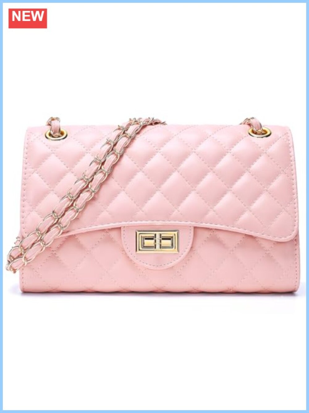 Quilted Leather Crossbody Bag Satchel Chain Strap